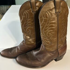Men's Classic Brown Leather Cowboy Boots 11EE